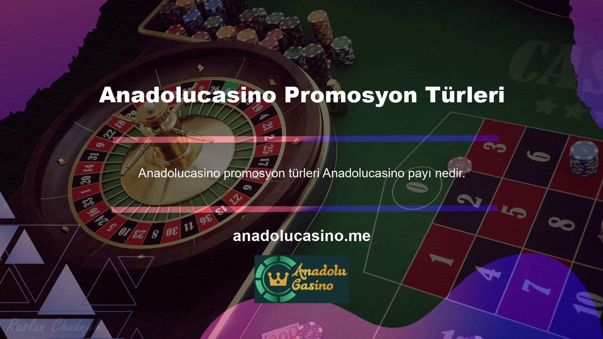 Anadolucasino promosyonları farklı tiplerde gruplandırılabilir